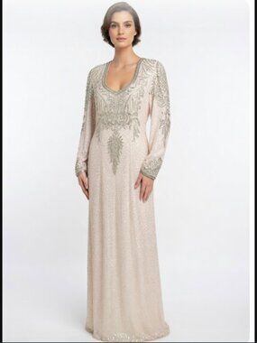 ✨ Vintage Silk Beaded Sequin Gown – Fantasy of Sister Max for SAMAGH, Size 12